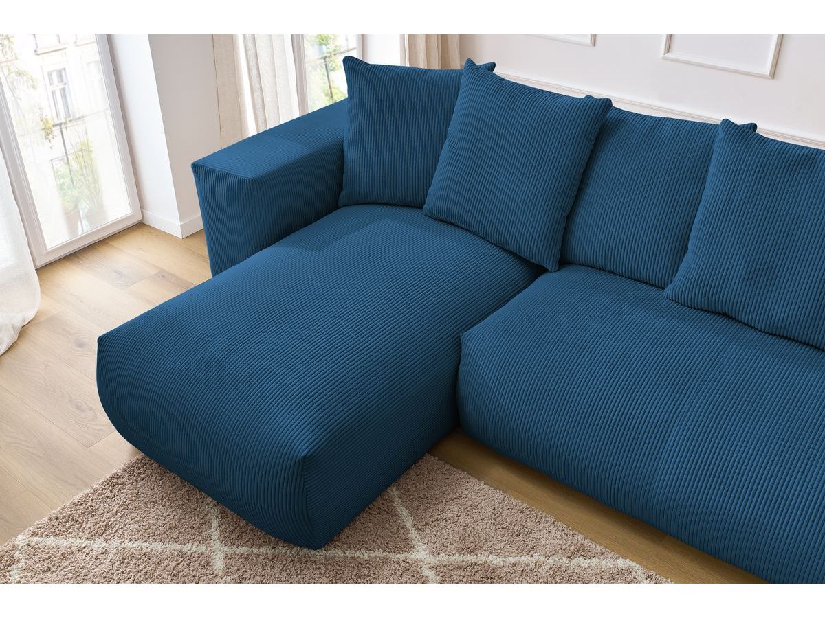 Bobochic Voltaire Wohnlandschaft 356 × 214 cm Cordsamt Dunkelblau Ecke links