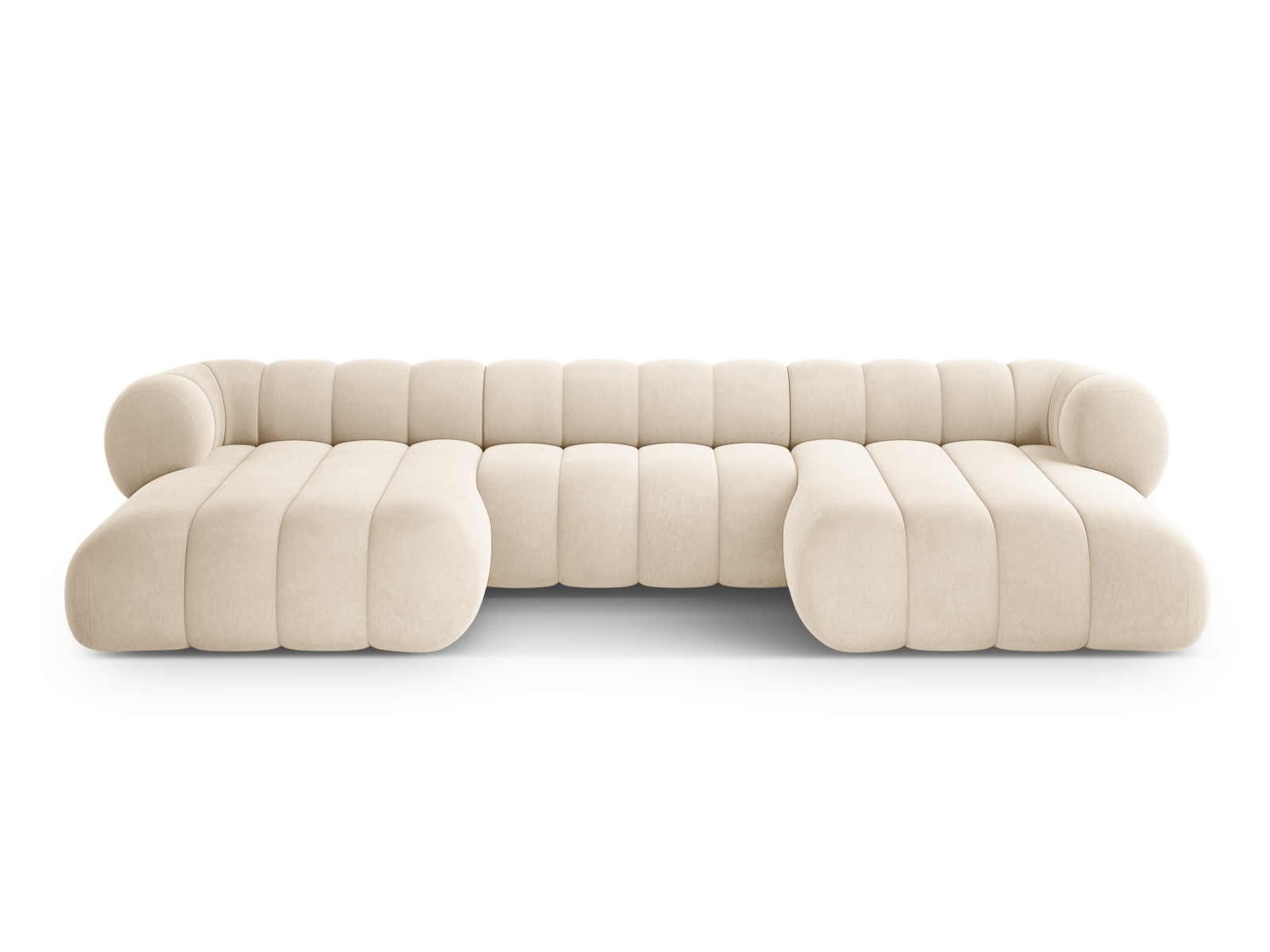 Cosmopolitan Design Panoramasofa Koge 6-Sitzer Samt Vogue Helles Beige