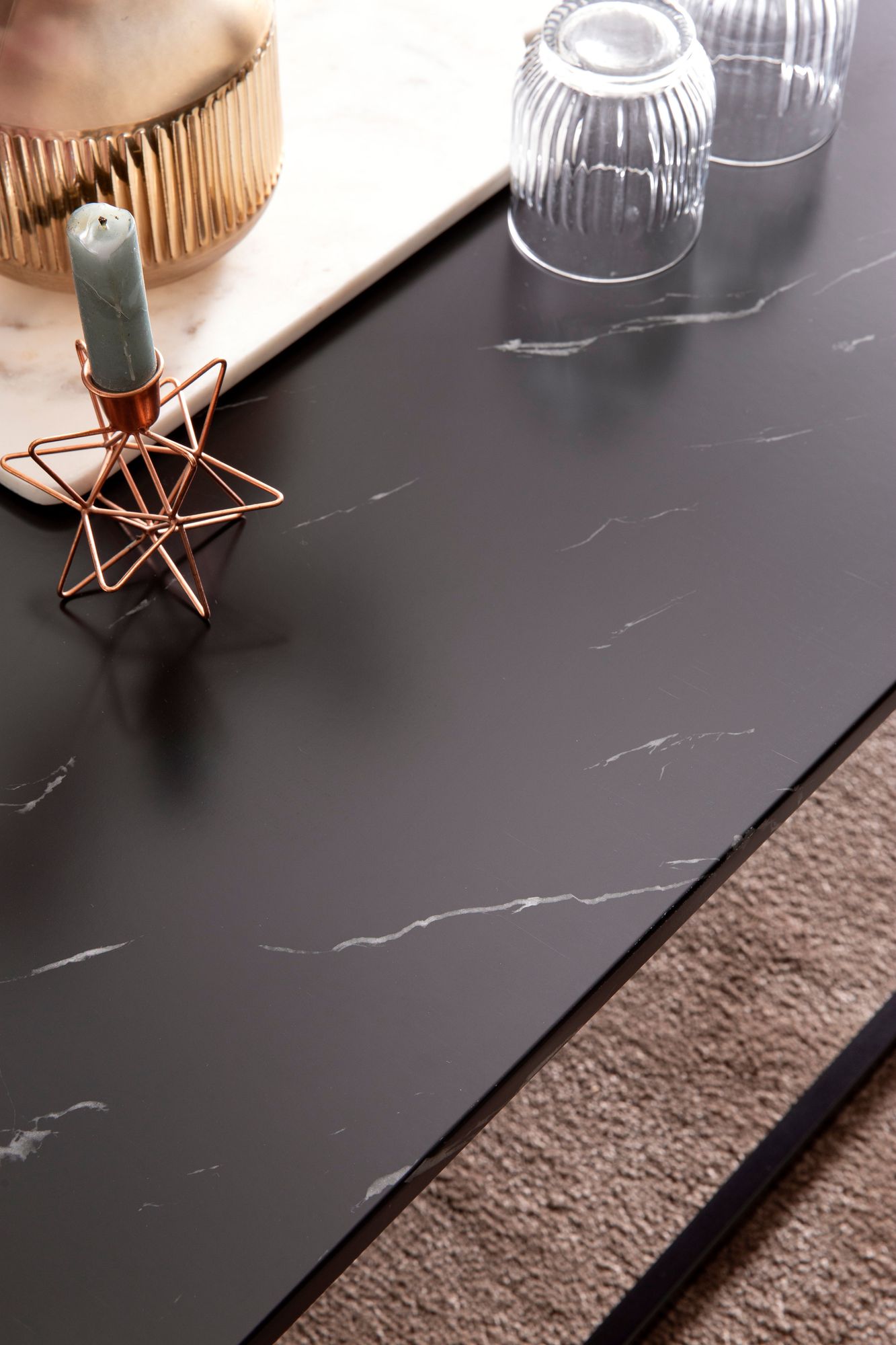 Couchtisch Gloppen Marmoroptik Schwarz 100 × 60 × 40 cm