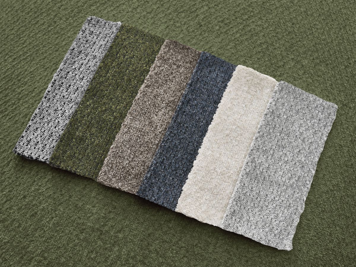 Bobochic Sidonie Ecksofa mit Schlaffunktion und Bettkasten und Pouf Melange-Stoff Grün