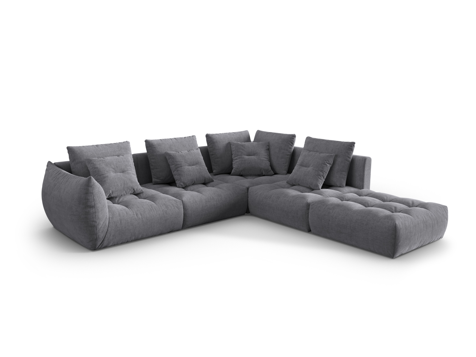 Micadoni Ecksofa Bloom 5-Sitzer Rechts Strukturierter Stoff Grau