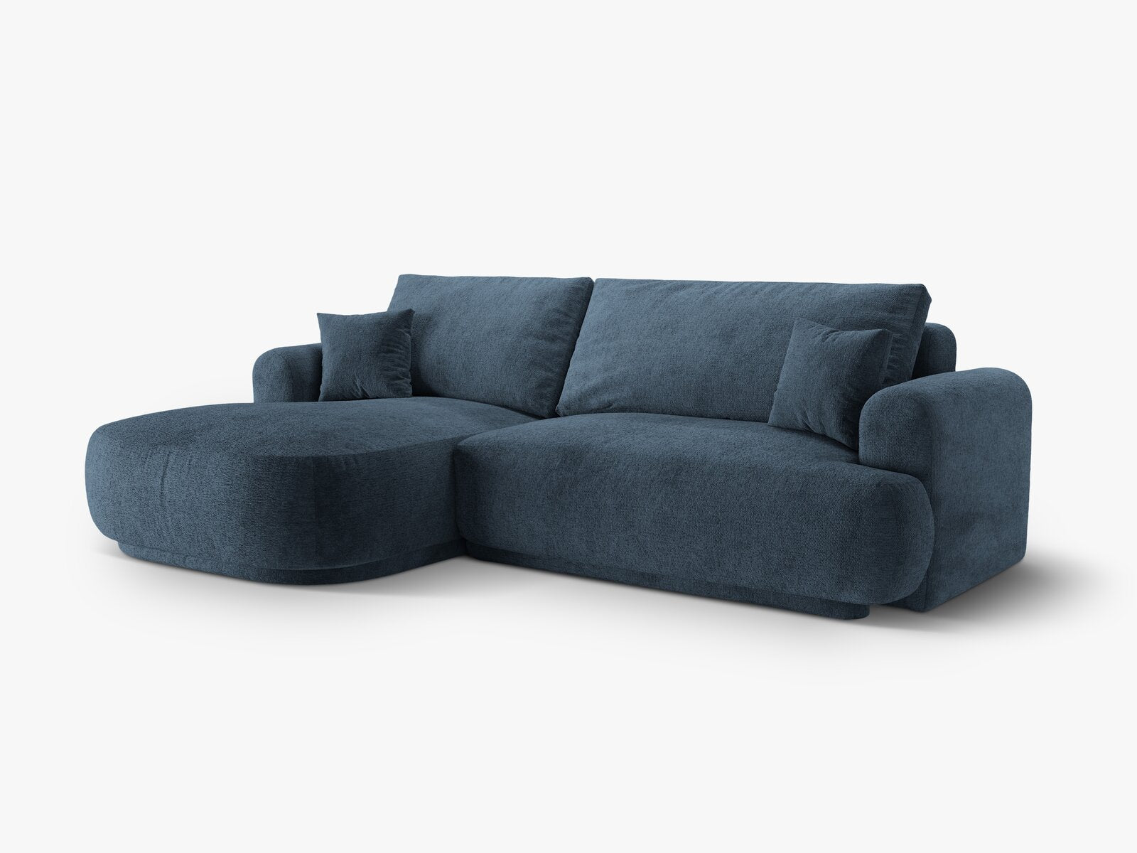 Micadoni Ella Ecksofa 5-Sitzer mit Schlaffunktion Links Strukturierter Stoff Sorella Dunkelblau