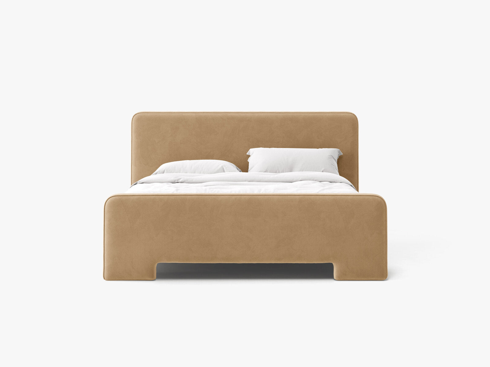 Micadoni Eda Bett mit Kopfteil Samt Casino Mandelbeige 140x200