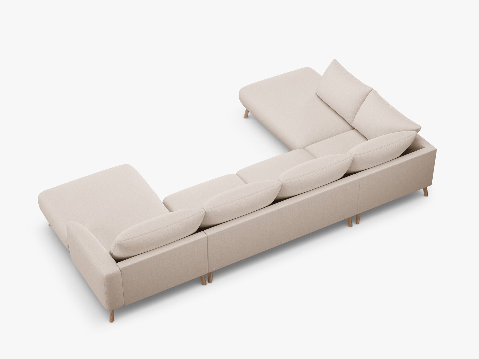 Micadoni Panorama Ecksofa Naomi 6-Sitzer Links Strukturierter Stoff Liberty Beige