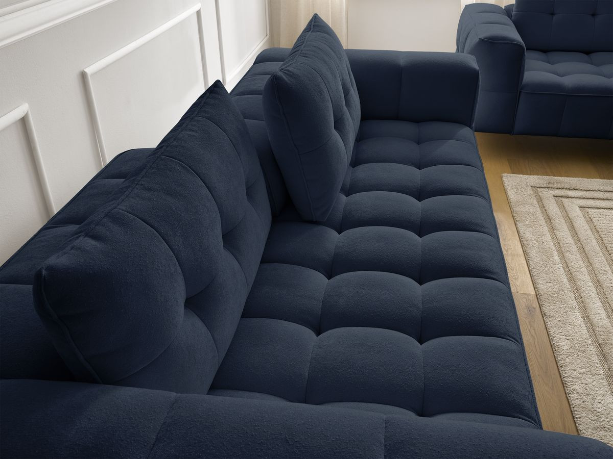 Bobochic Anis Sofa-Set 3- und 2-Sitzer mit Pouf Strukturstoff Blau