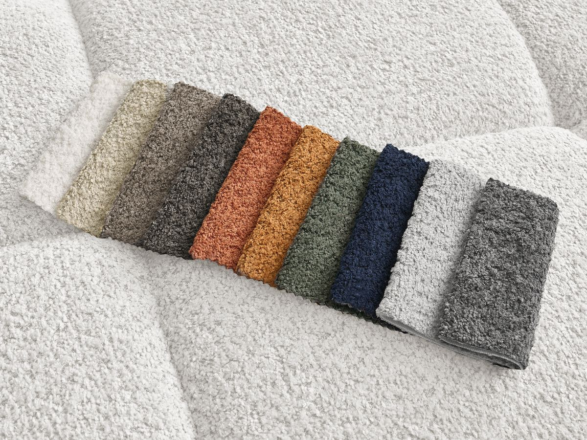 Bobochic Alya Pouf Bouclé-Stoff Weiß