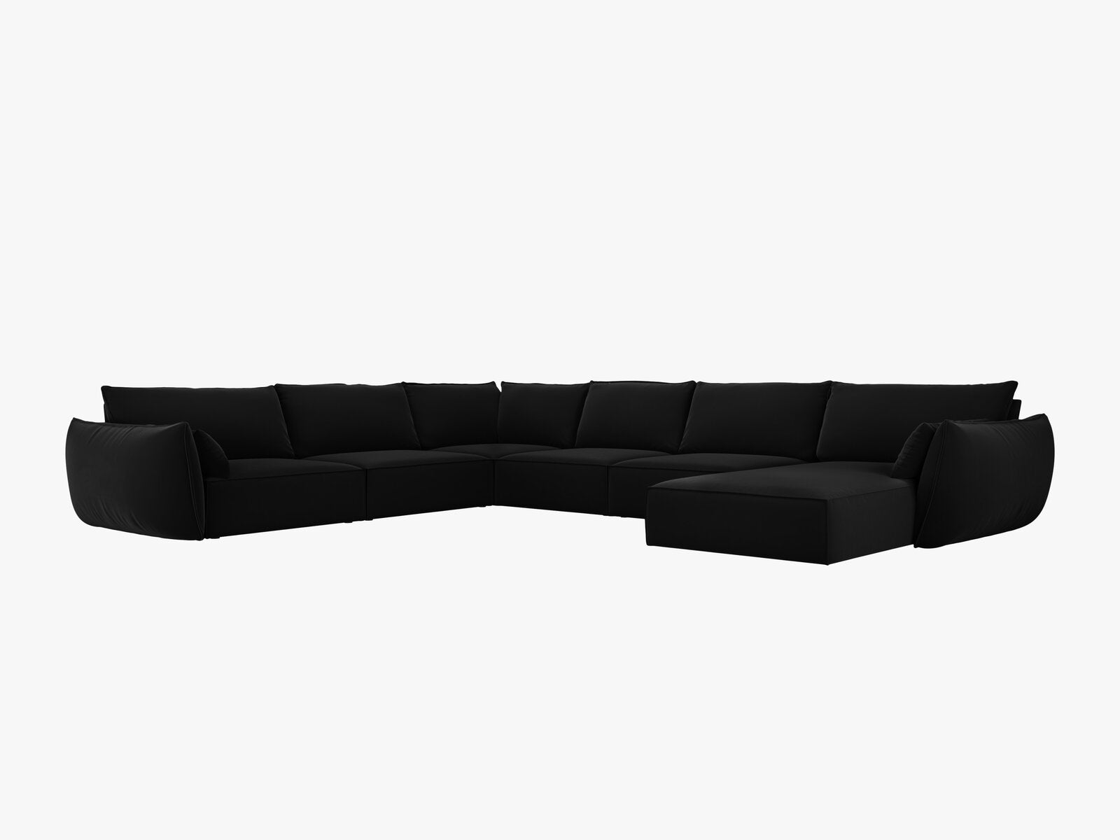 Micadoni Panorama-Ecksofa Kaelle 8-Sitzer Links Samt Bluvel Schwarz