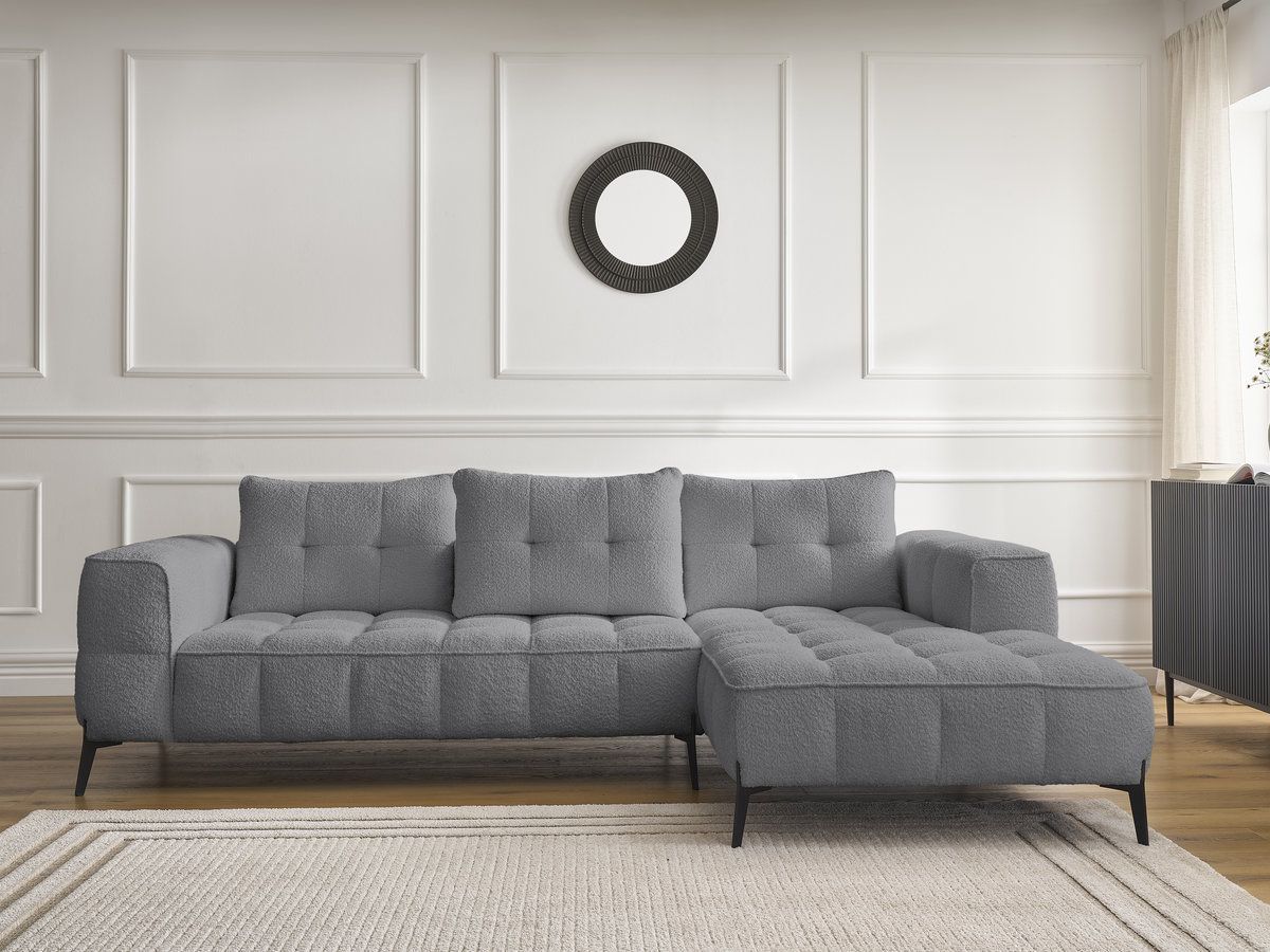 Bobochic Anis Ecksofa Bouclé-Stoff Dunkelgrau Ecke rechts