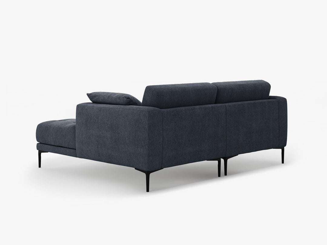 Micadoni Ecksofa Bemy 2-Sitzer Rechts Strukturierter Stoff Dunkelblau