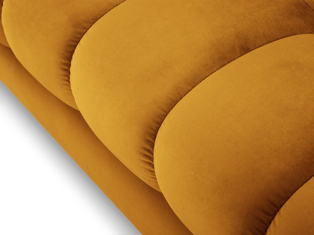 Cosmopolitan Design Ecksofa Bali 5-Sitzer Samt Bluvel Gelb Rechts Beine Gold
