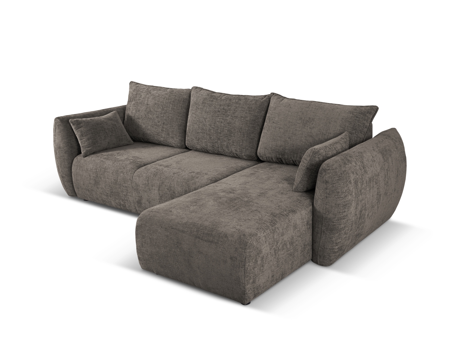Cosmopolitan Design Ecksofa Matera 4-Sitzer mit Schlaffunktion Chenille Eden Hellgrau Rechts