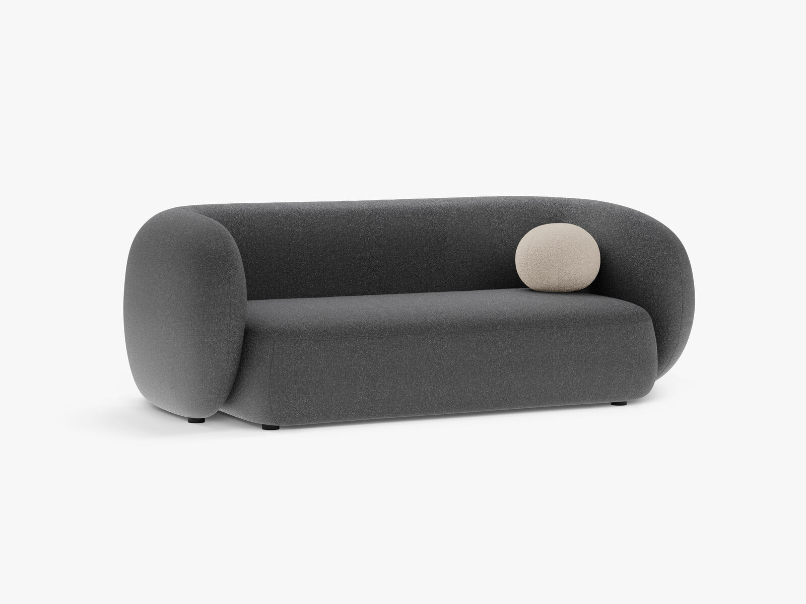 Micadoni Sofa Kate 2-Sitzer Strukturierter Stoff Dunkelgrau Melange