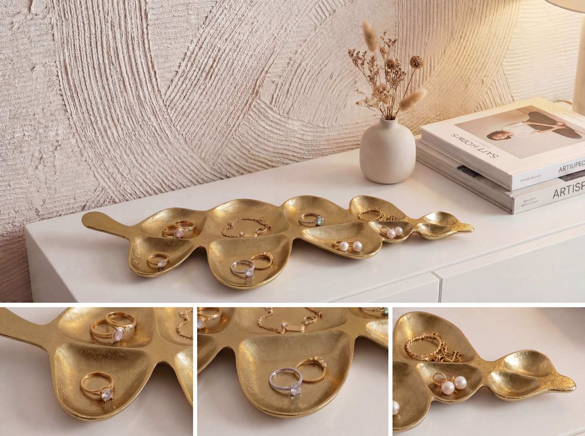 Dekoschale Rennebu Aluminium Gold 60,5 × 17,5 × 3 cm