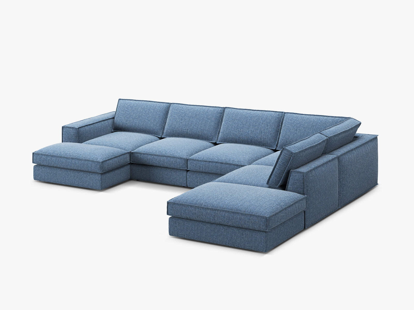 Micadoni modulares Panorama Ecksofa Pola 5-Sitzer Rechts Strukturierter Stoff Babel Dunkelblau