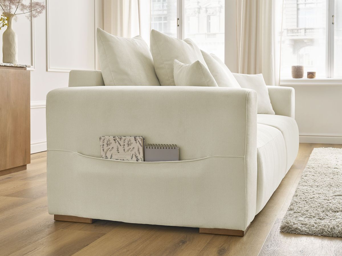 Bobochic Sidonie Schlafsofa 3-Sitzer mit Bettkasten Cordsamt Beige