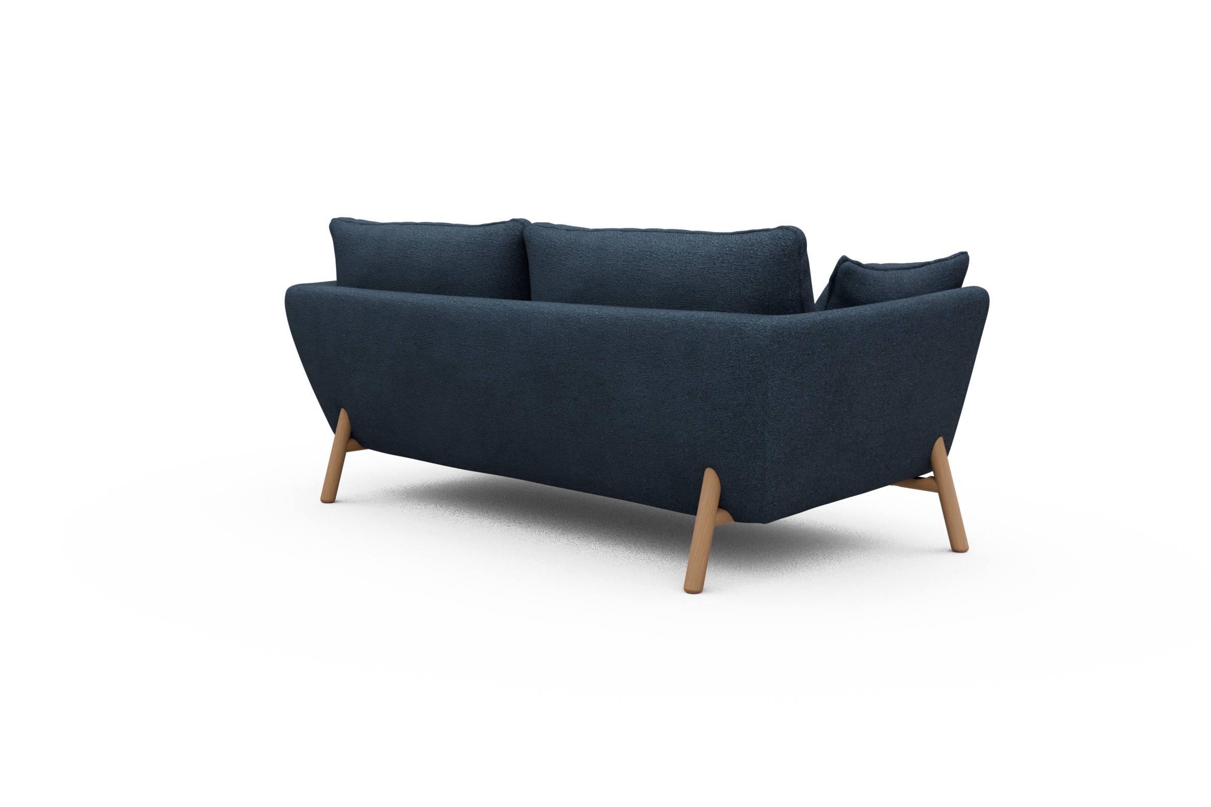 Sofa Emil 2-Sitzer Beinfarbe Eiche Natur Boucle-Blue