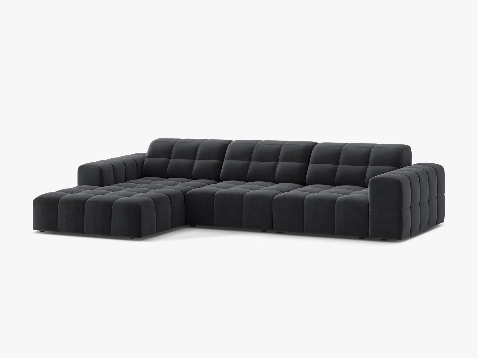 Micadoni Ecksofa Jennifer 4-Sitzer Links Samt Bluvel Grau