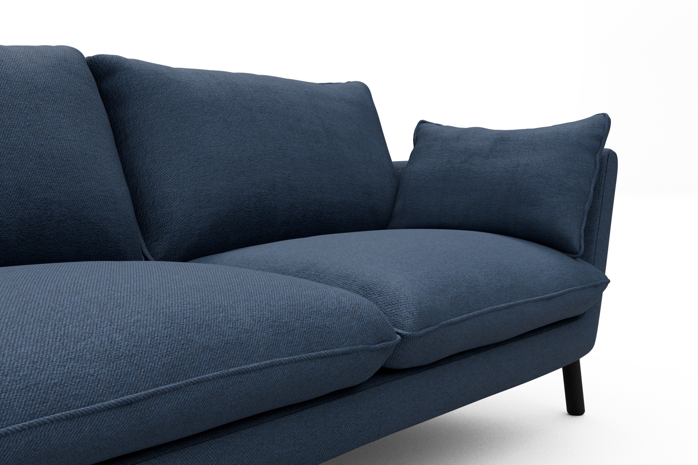 Sofa Emil 2-Sitzer Beinfarbe Eiche Schwarz Weda-Blue