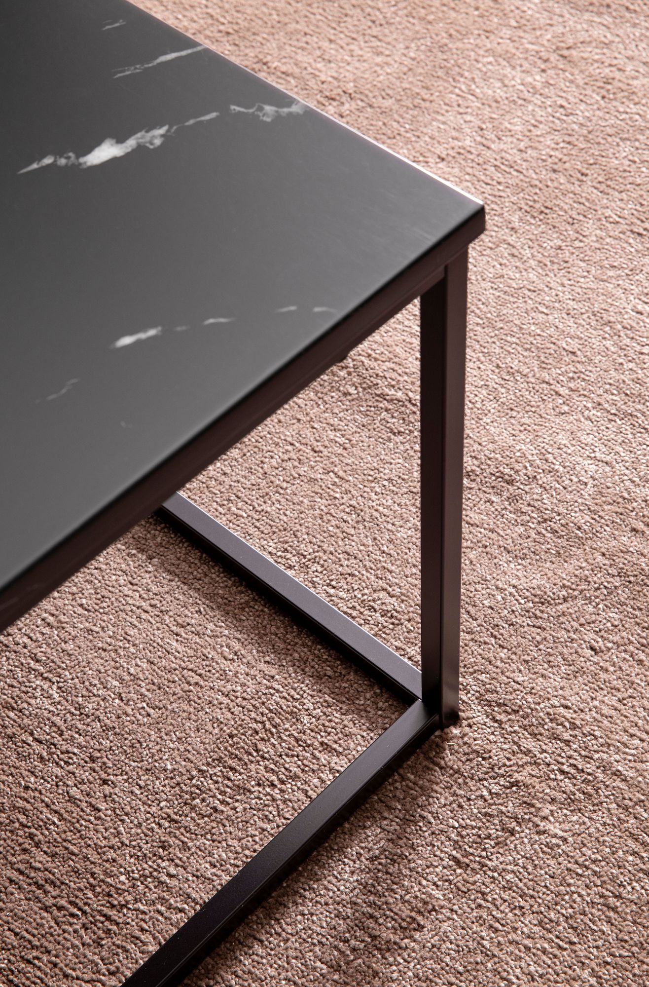 Couchtisch Gloppen Marmoroptik Schwarz 100 × 60 × 40 cm