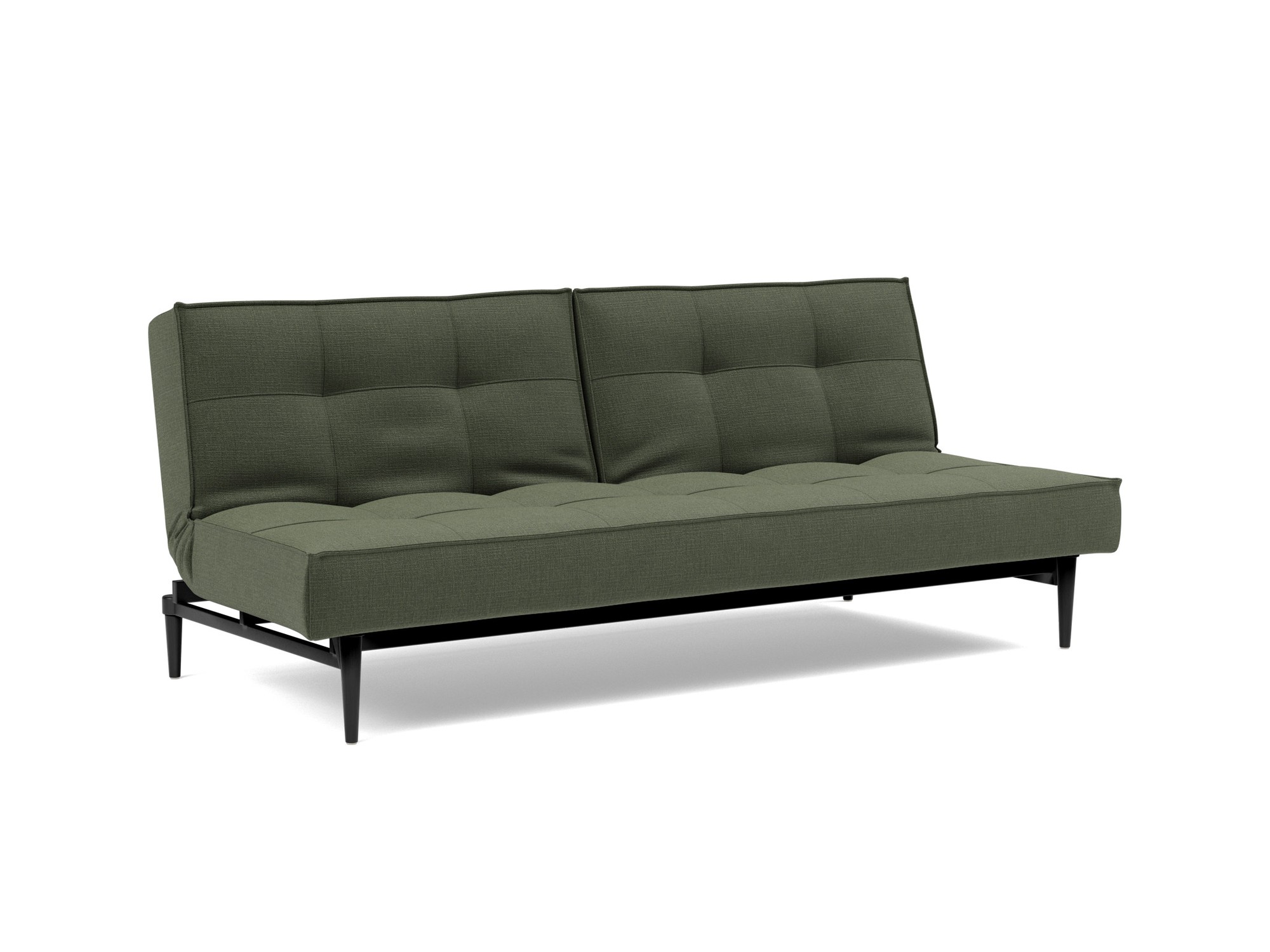 Schlafsofa Splitback Chenille Esina 413-Olive-Green Beine Styletto Eiche schwarz