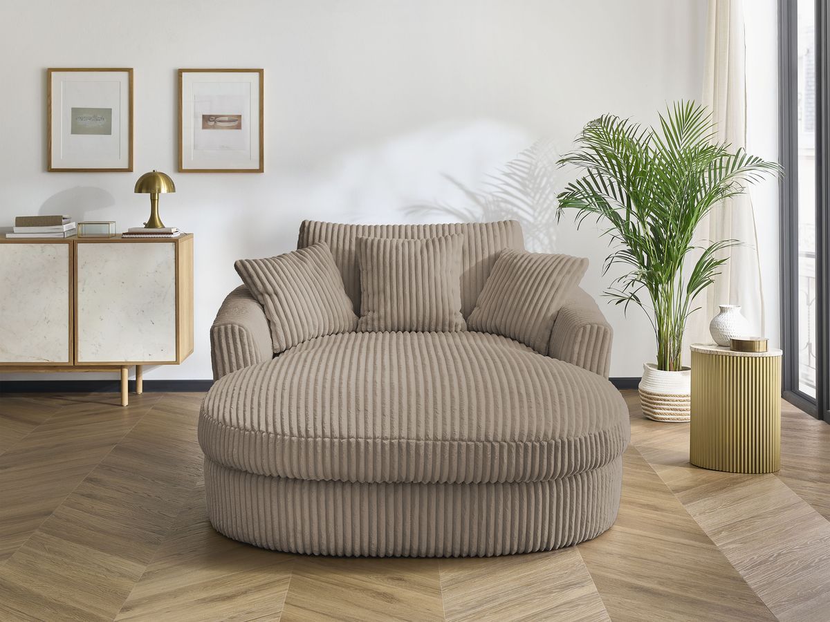 Bobochic Belem Méridienne-Modul Breitcord weich Taupe