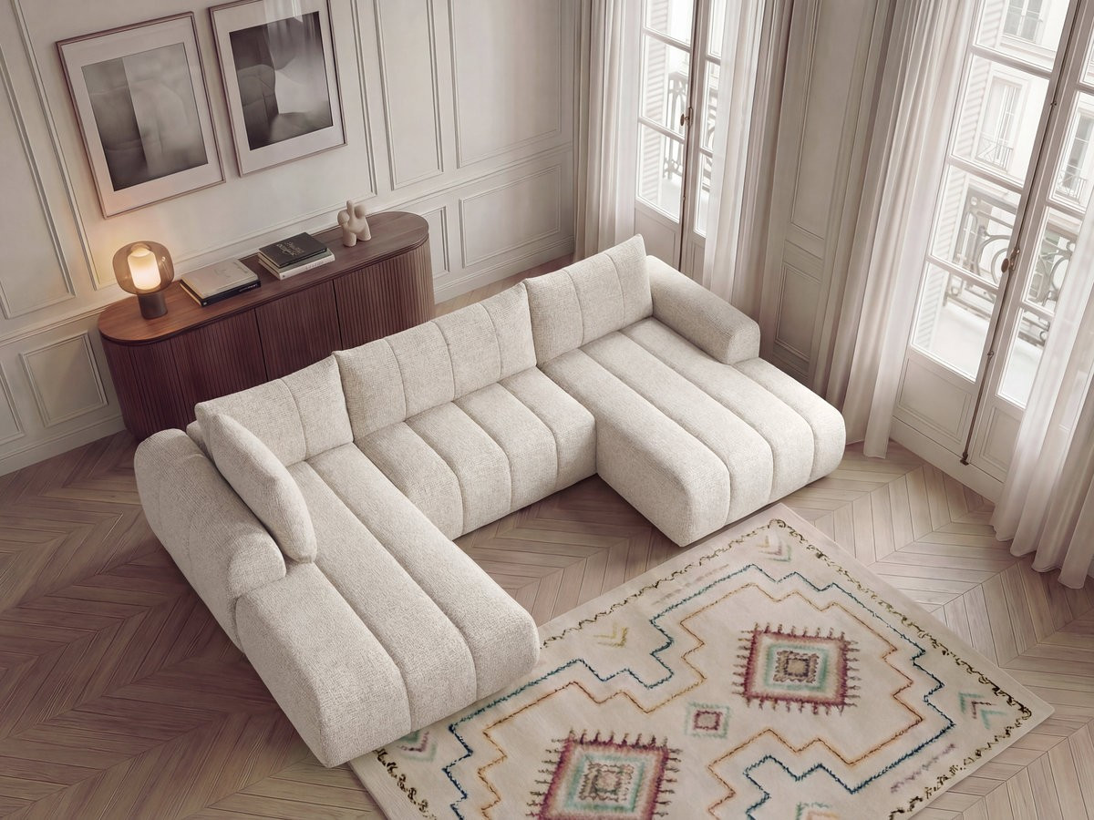 Bobochic Nesty Wohnlandschaft Melange-Stoff Beige Ecke rechts