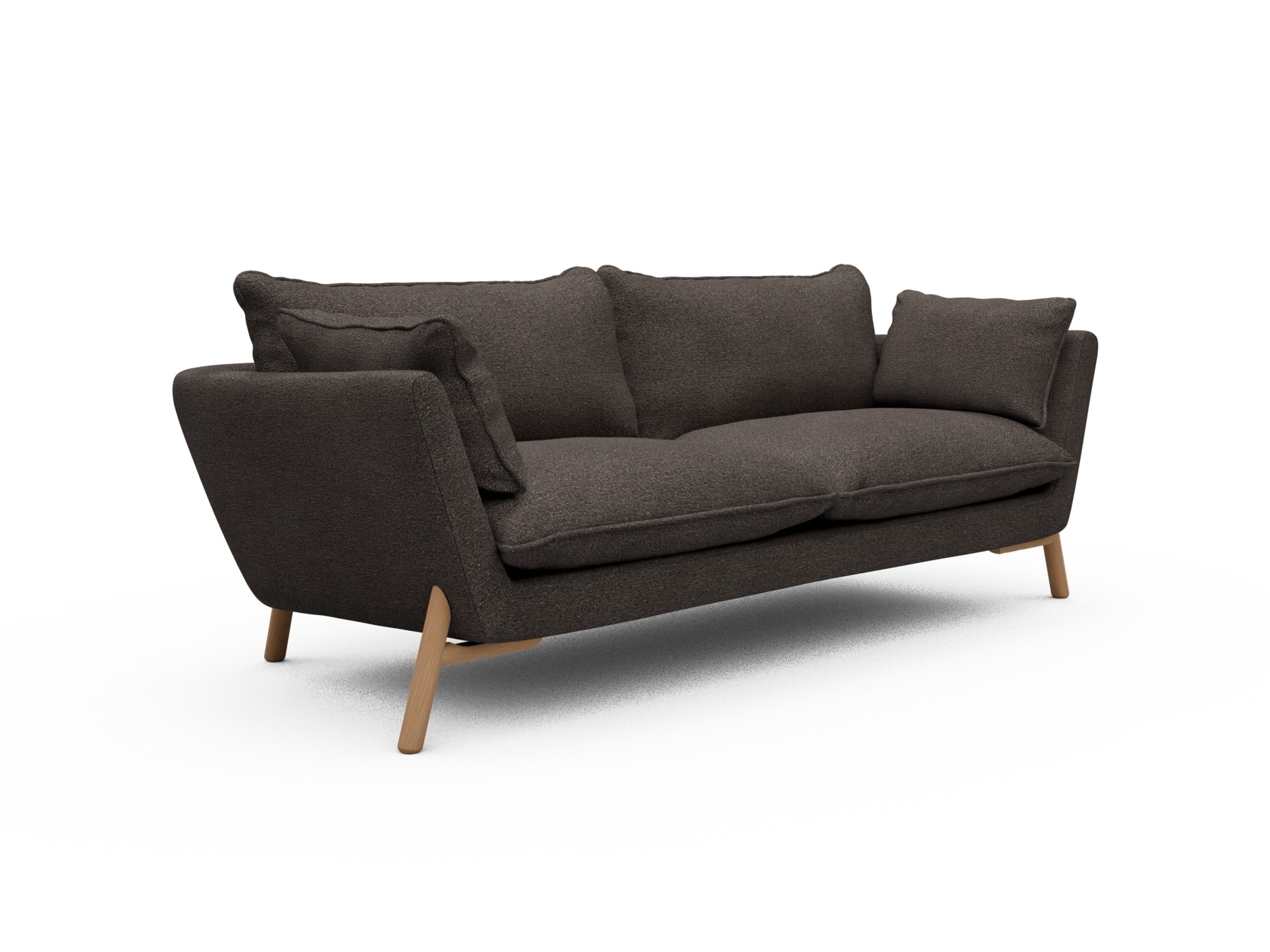 Skandi Home Sofa Emil Soft 3-Sitzer Beinfarbe Eiche Natur Boucle-Taupe moebelfaktor