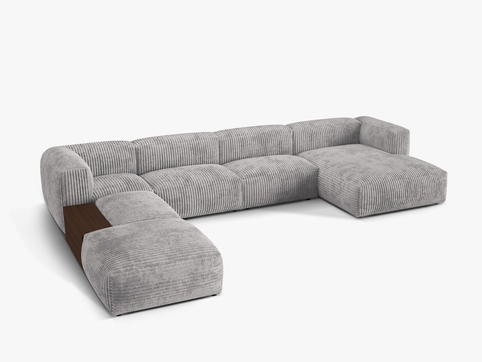 Micadoni Panorama-Ecksofa Martina 5-Sitzer Links Kord Hellgrau