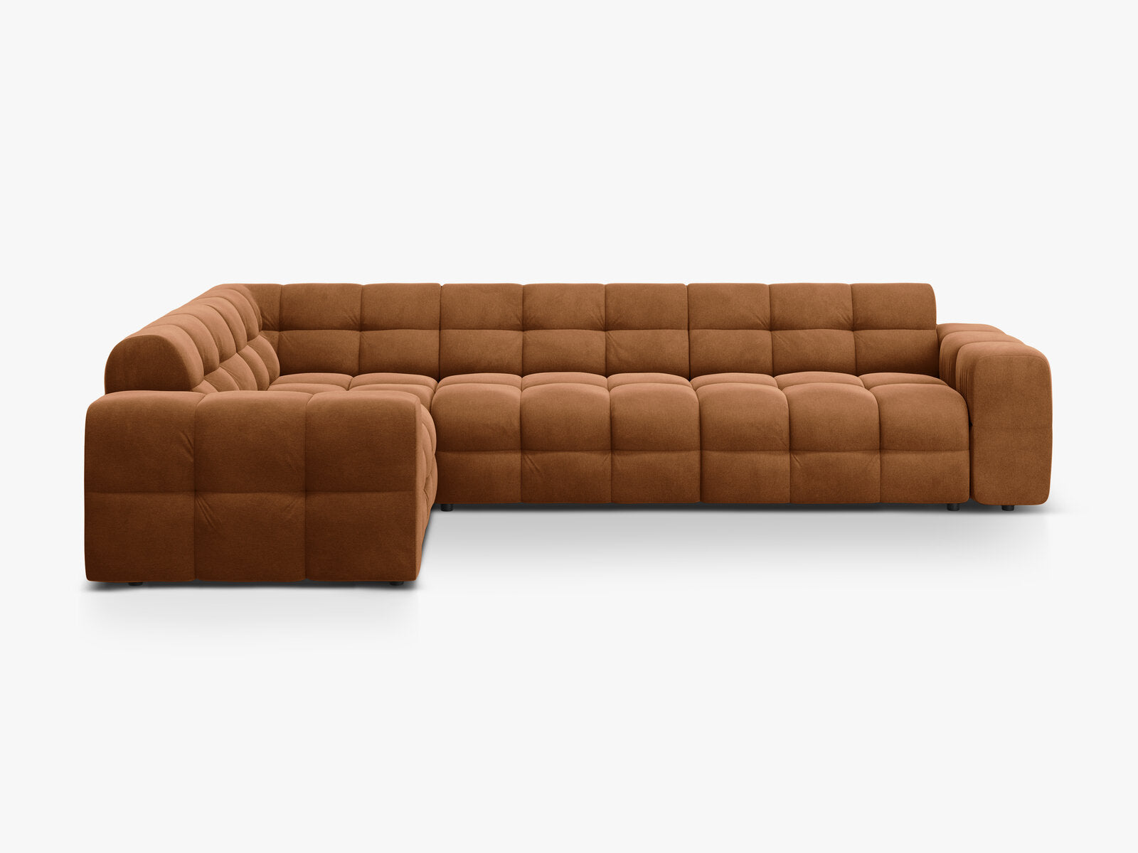 Micadoni Ecksofa Kendal 6-Sitzer Links Samt Kamel
