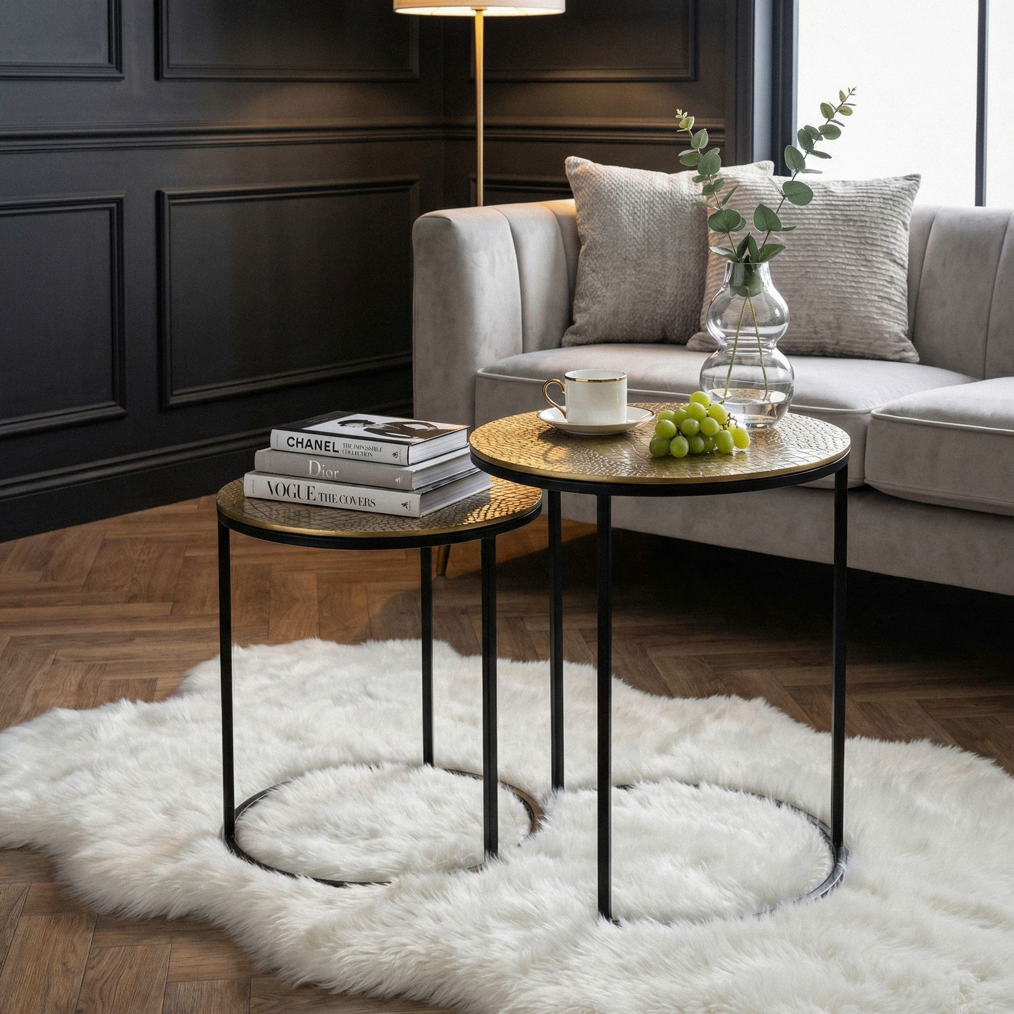 Satztisch 2er-Set Sandnes Aluminium Gold Ø 40 × H 48 cm