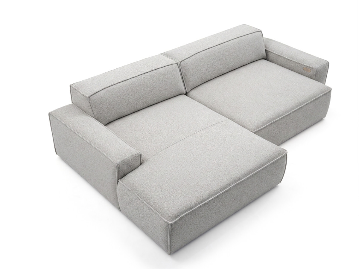 Bobochic Abel Ecksofa mit Schlaffunktion Melange-Stoff Grau Ecke links