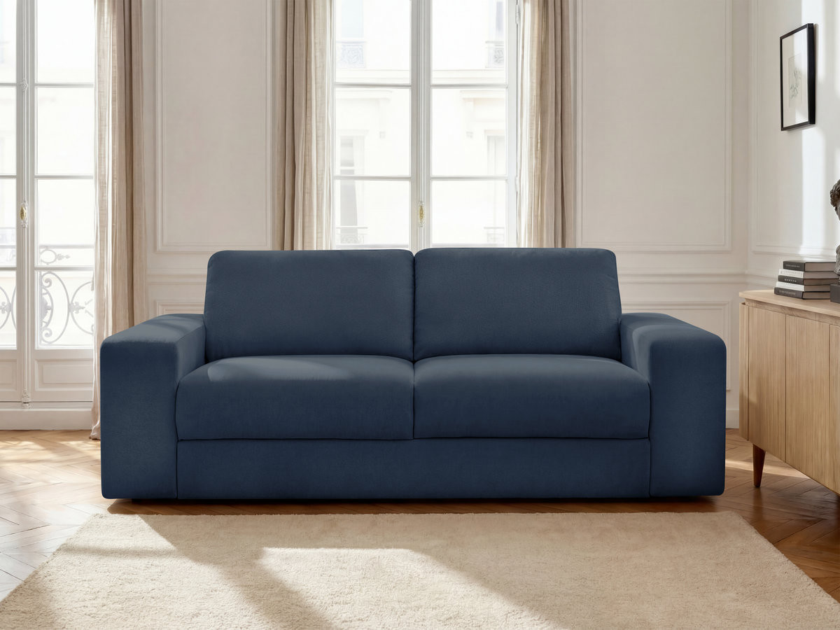 Bobochic Ibiza Schlafsofa 3-Sitzer Strukturstoff Dunkelblau, Liegefläche 160 × 196 cm