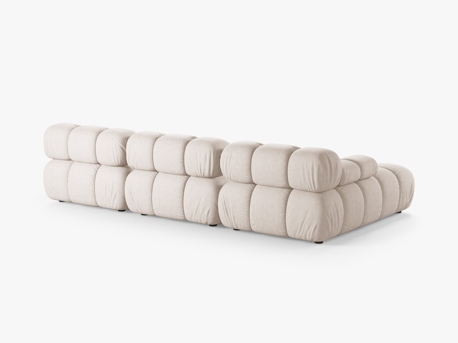 Micadoni Modulares Ecksofa Bellis 4-Sitzer Links Strukturierter Stoff Liberty Beige