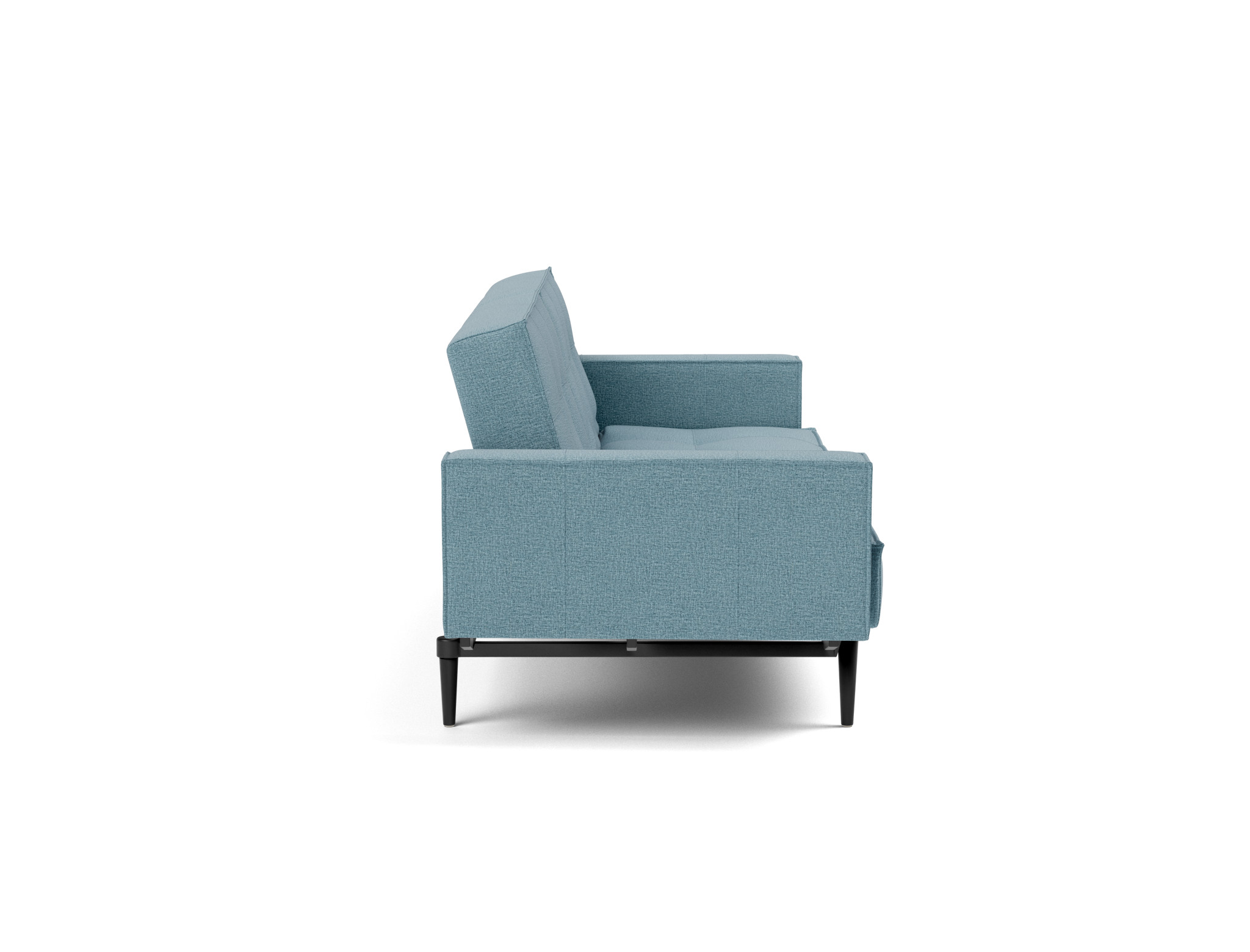 Schlafsofa Splitback mit Armlehnen Flachgewebe Mixed Dance 525-Light-Blue Beine Styletto Eiche schwarz