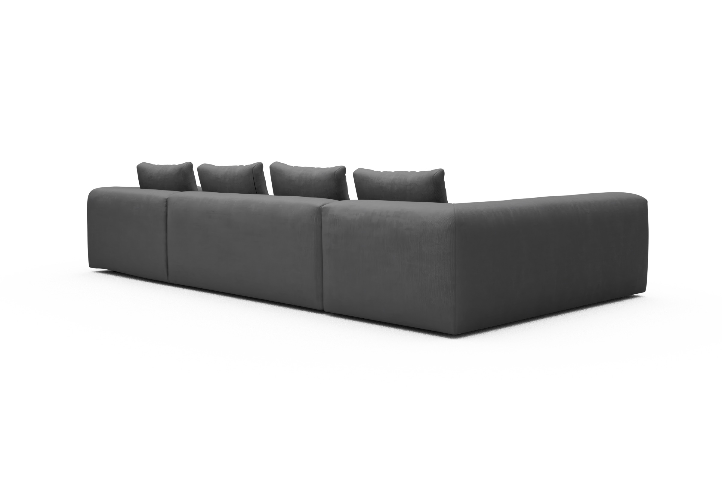 Wohnlandschaft Fred Chaiselongue rechts mit 2-Sitzer und lange Armlehne links Cordufine-Grey