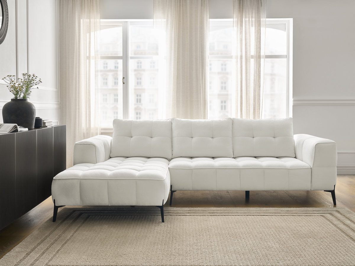 Bobochic Anis Ecksofa Strukturstoff Weiß Ecke links
