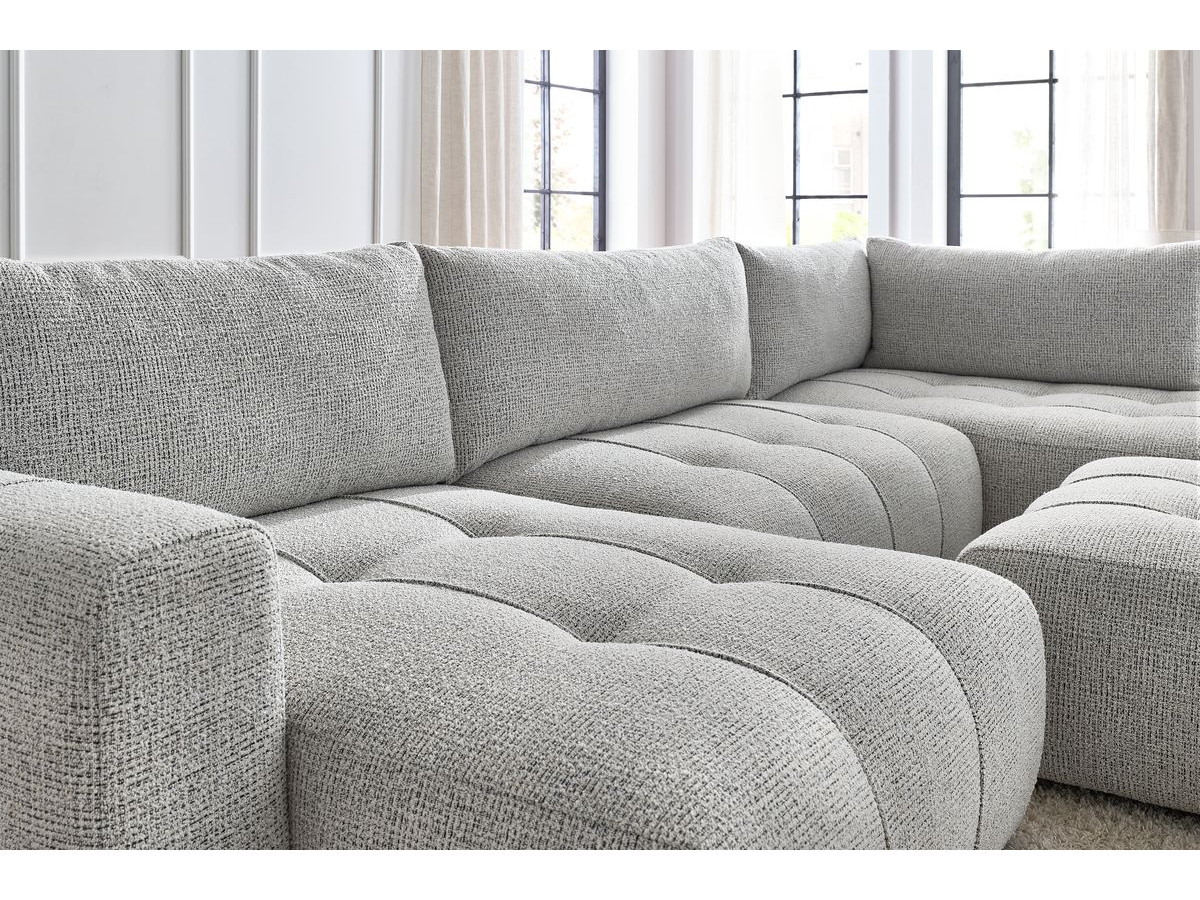 Bobochic Arsene Wohnlandschaft mit Pouf Melange-Stoff Hellgrau Ecke links
