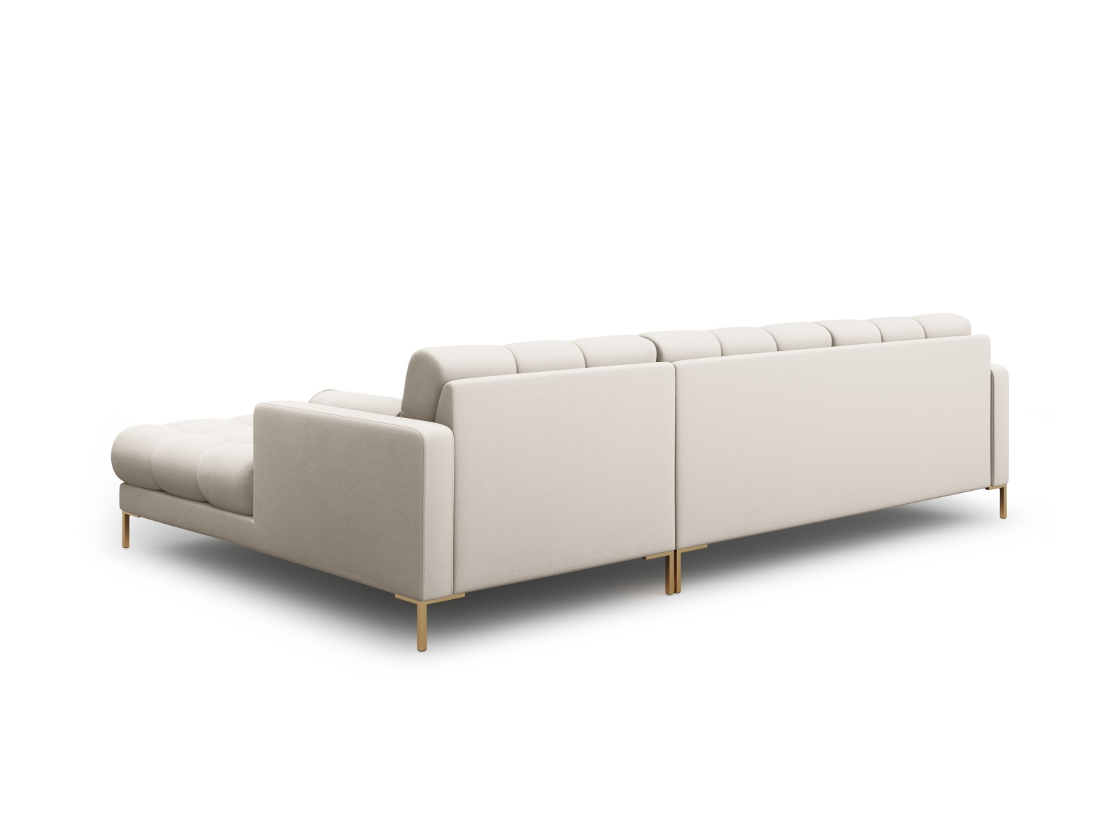 Cosmopolitan Design Ecksofa Bali 5-Sitzer Strukturierter Stoff Neve Beige Rechts Beine Gold