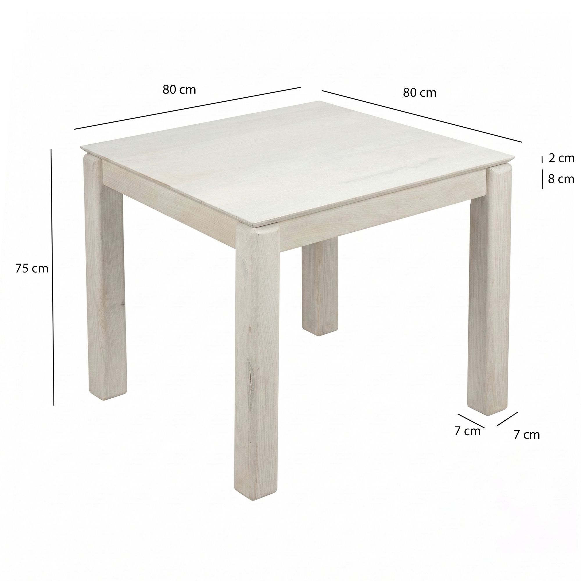 Esstisch Romedal Mango Massivholz Weiß 80 × 80 × 75 cm