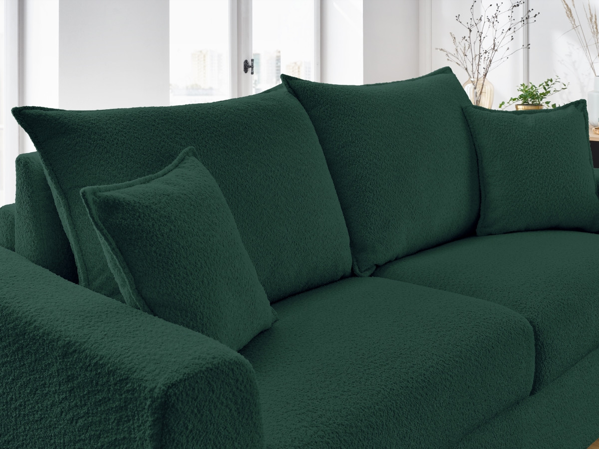 Bobochic Augustin Schlafsofa 3-Sitzer Bouclé-Stoff Grün, Liegefläche 140 × 200 cm
