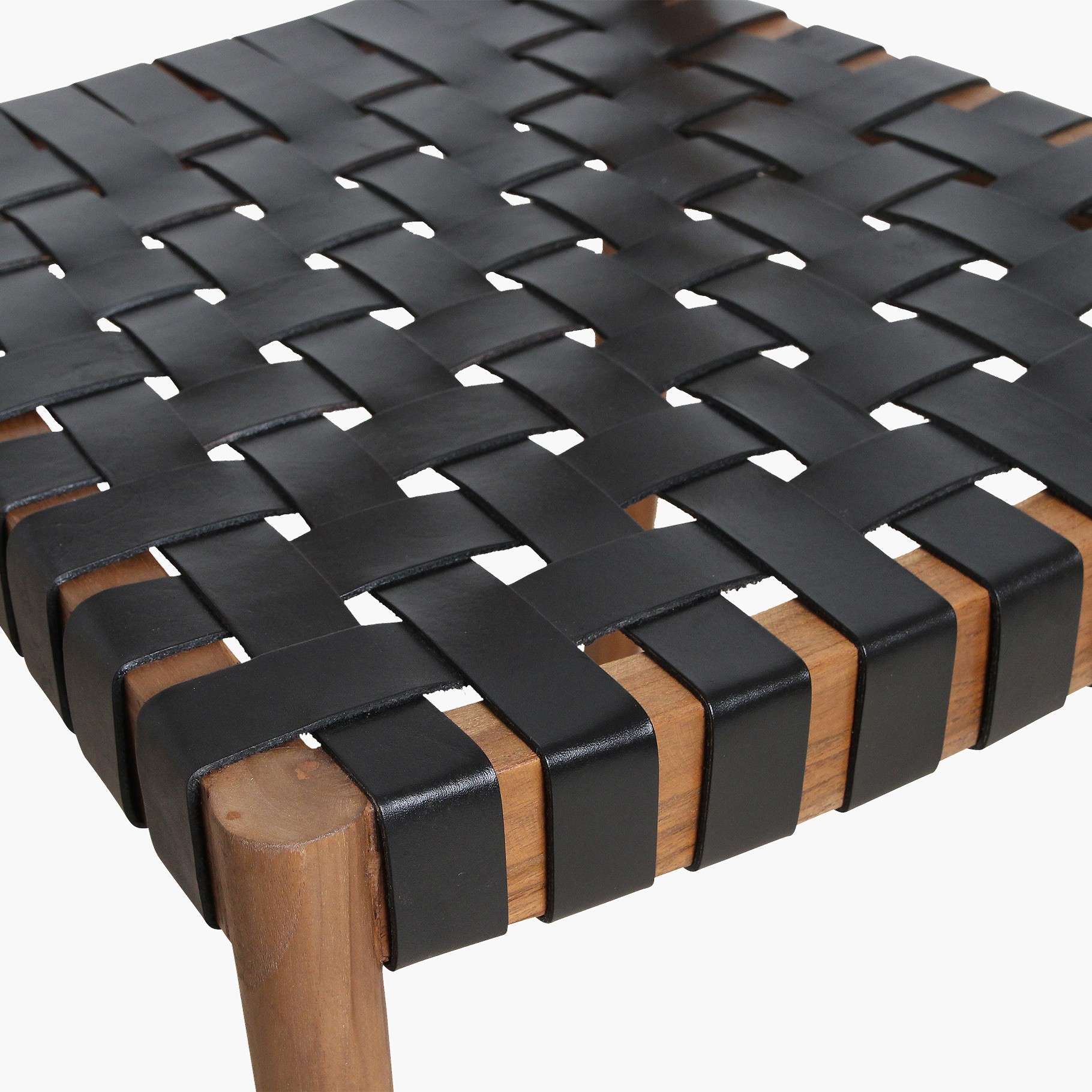 Raw Materials Freya Esszimmerstuhl aus Teakholz Leder Schwarz