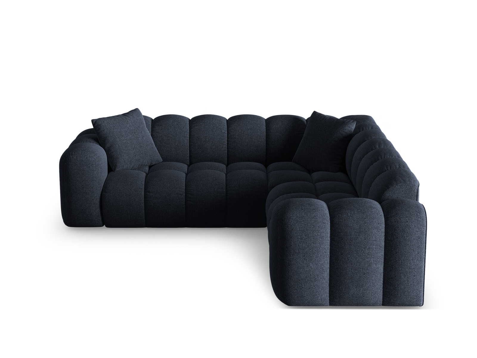 Cosmopolitan Design Symmetrisches Ecksofa Treno 3-Sitzer Chenille Eden Marineblau