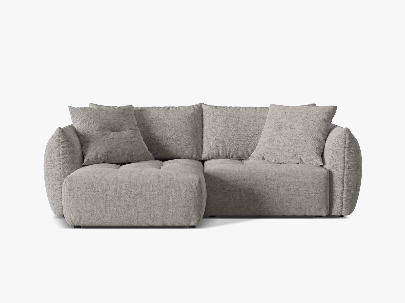Micadoni Bloom Ecksofa 3-Sitzer mit Schlaffunktion Links Strukturierter Stoff Wind Hellgrau
