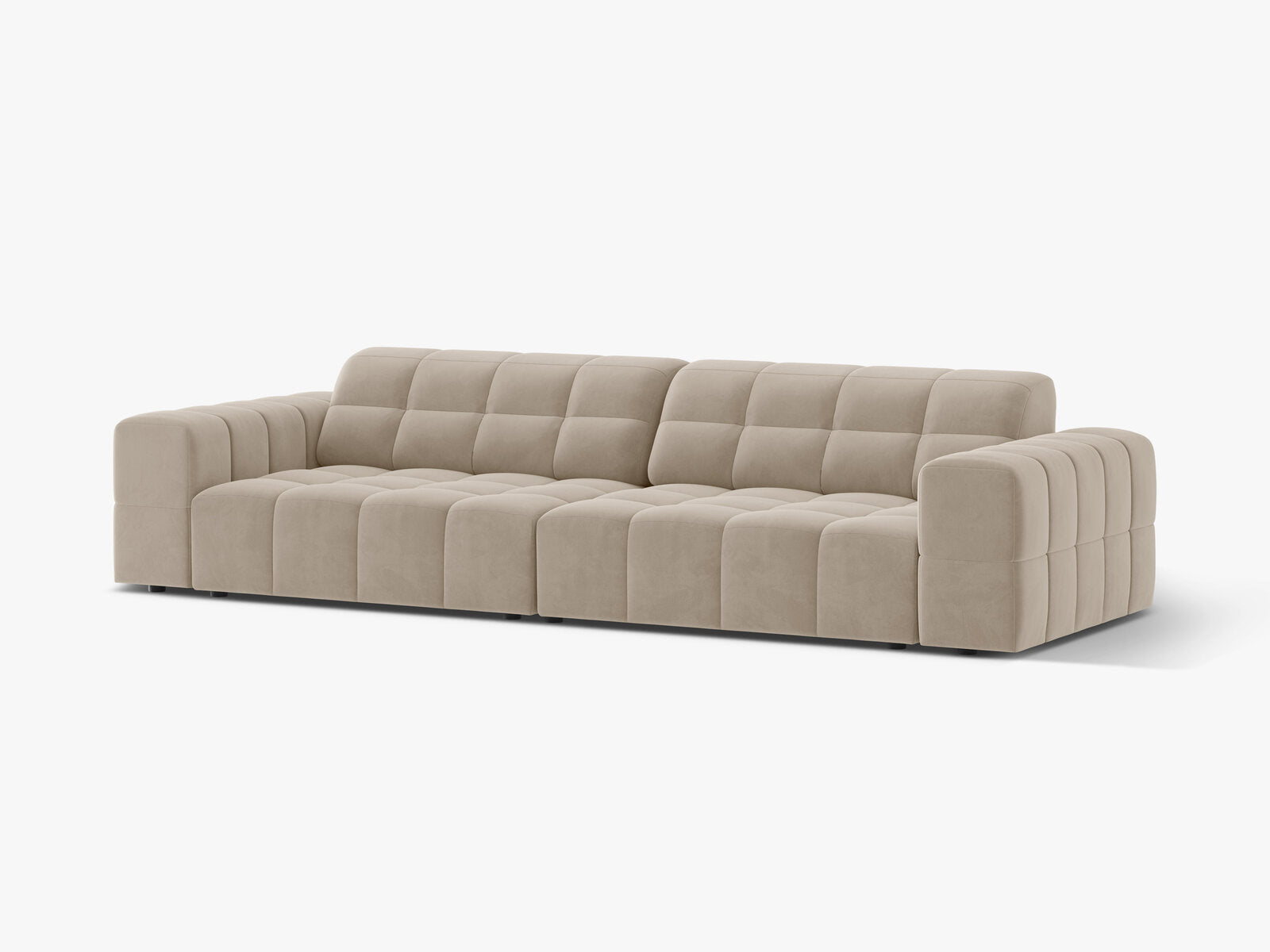 Micadoni Sofa Jennifer 4-Sitzer Samt Bluvel Dunkelbeige