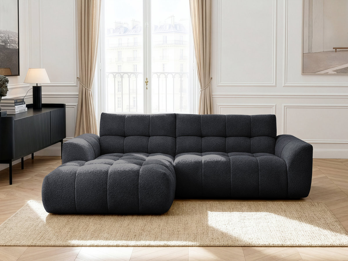 Bobochic Jaya Ecksofa Chenille Schwarz Ecke links