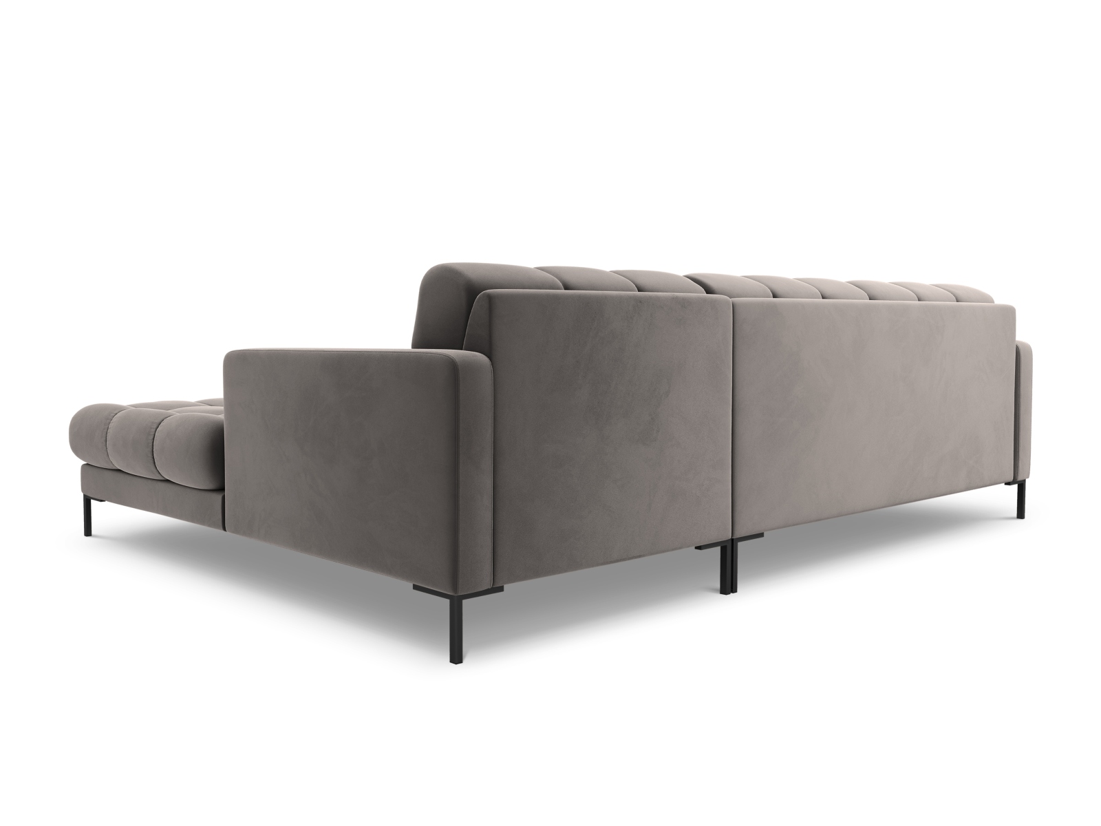 Cosmopolitan Design Ecksofa Bali 5-Sitzer Samt Bluvel Hellgrau Rechts Beine Schwarzes Metall