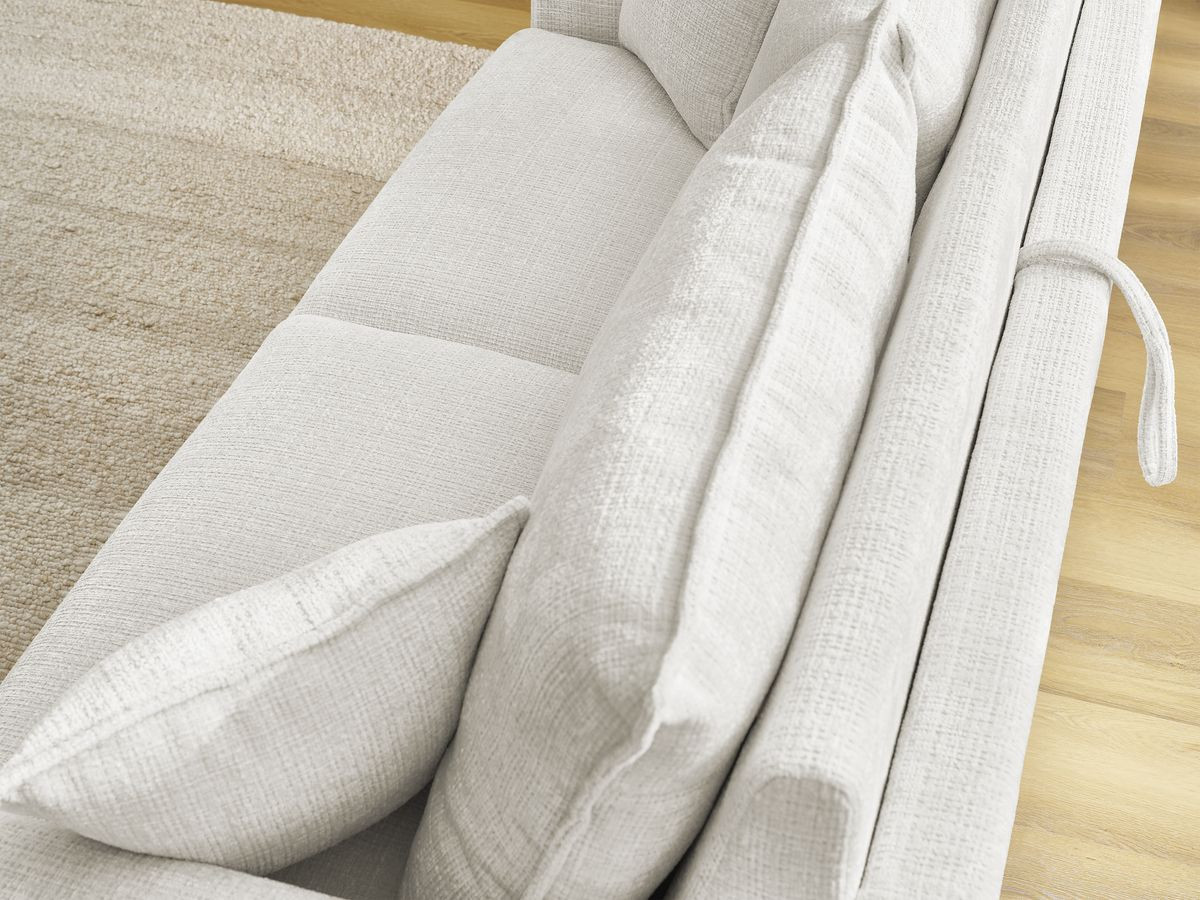 Bobochic Augustin Schlafsofa 3-Sitzer Strukturstoff Weiß, Liegefläche 160 × 200 cm