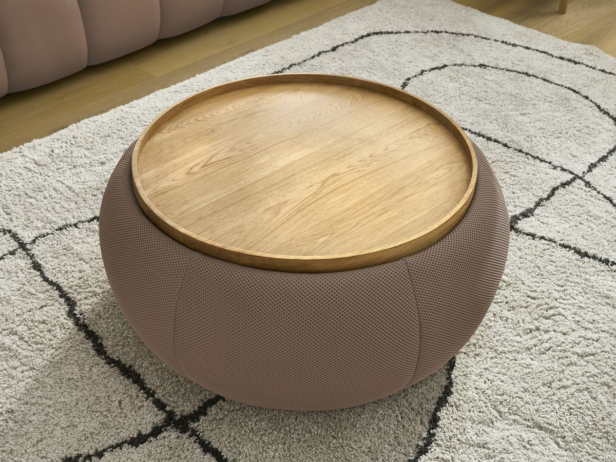 Bobochic Hayden Sofa 3-Sitzer mit Pouf 256 × 107 cm Mesh-Stoff Braun
