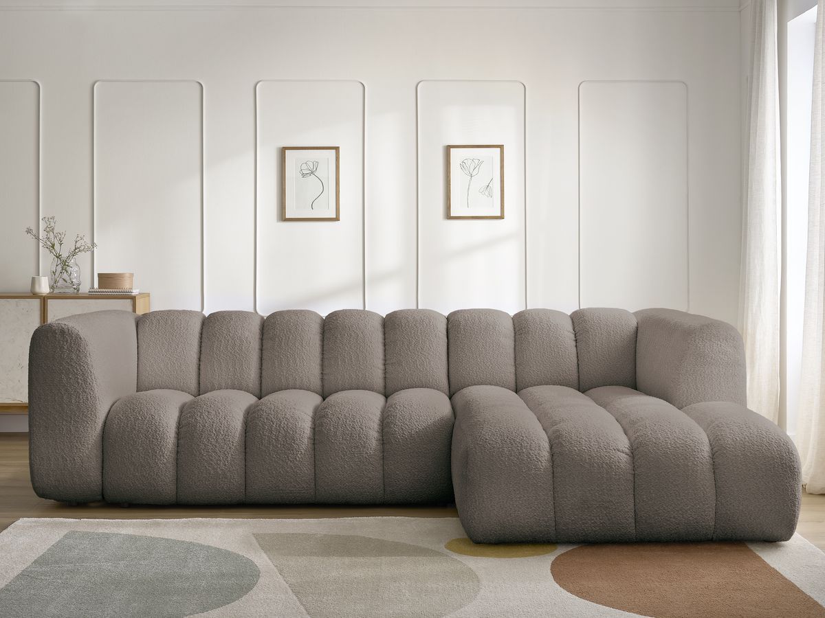 Bobochic Talia Ecksofa Bouclé-Stoff Braun Ecke rechts