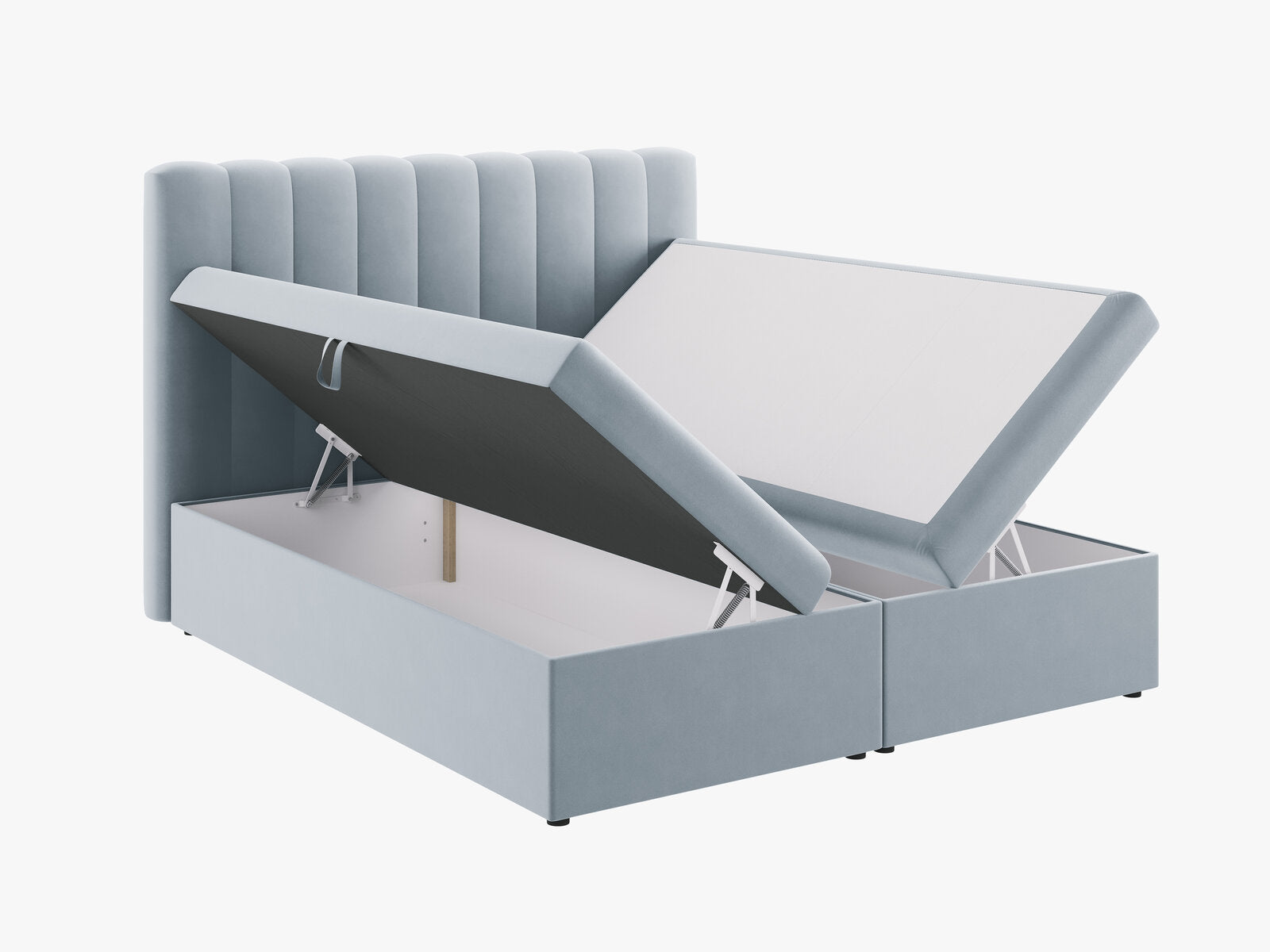 Micadoni Boxspringbett Kelp Samt Hellblau 180x200